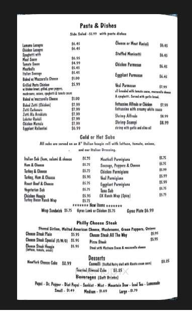 Italian Pizzeria - Nashville, NC menu_pic
