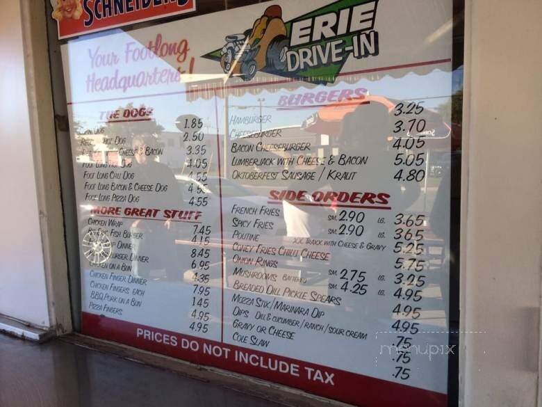 Erie Drive In Restaurant - Stratford, ON menu_pic