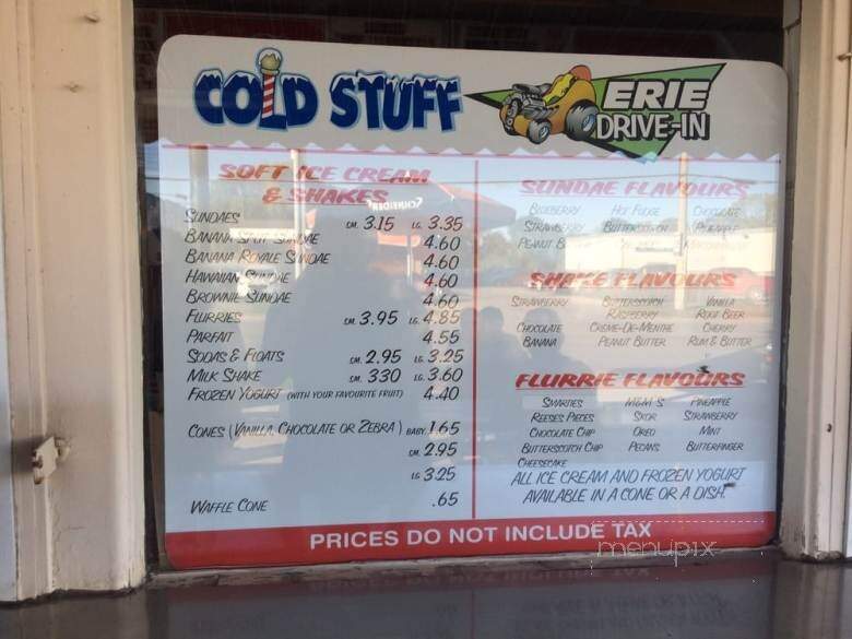 Erie Drive In Restaurant - Stratford, ON menu_pic