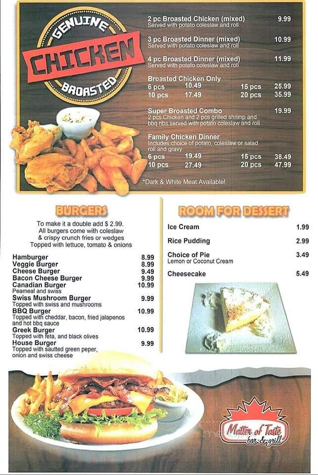 Matter of Taste - Windsor, ON menu_pic