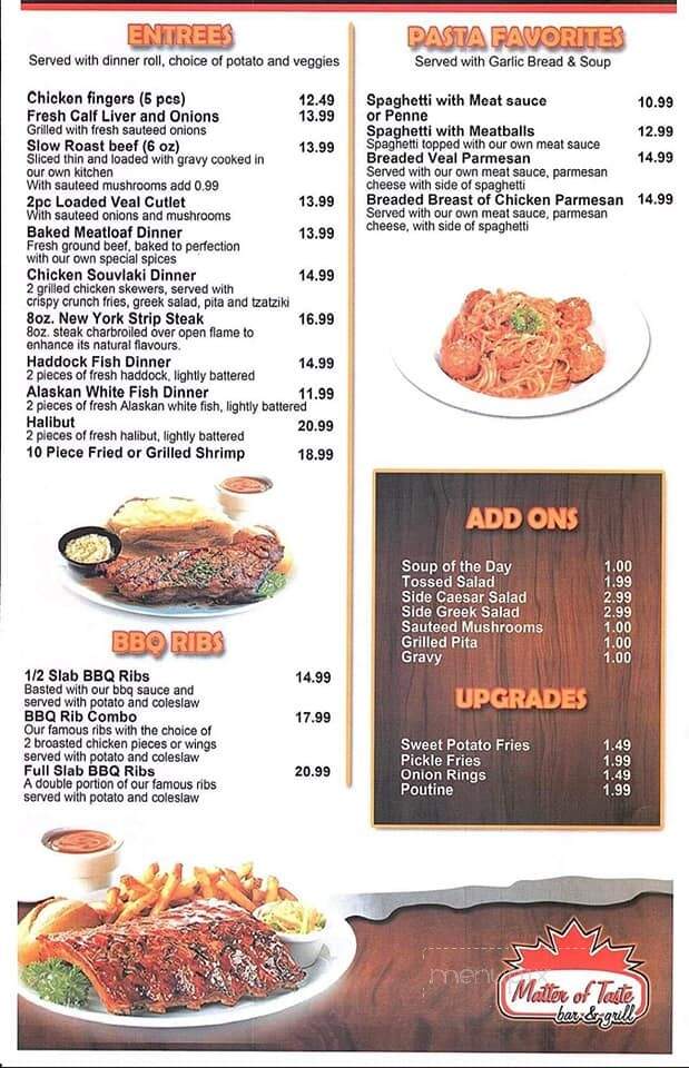 Matter of Taste - Windsor, ON menu_pic