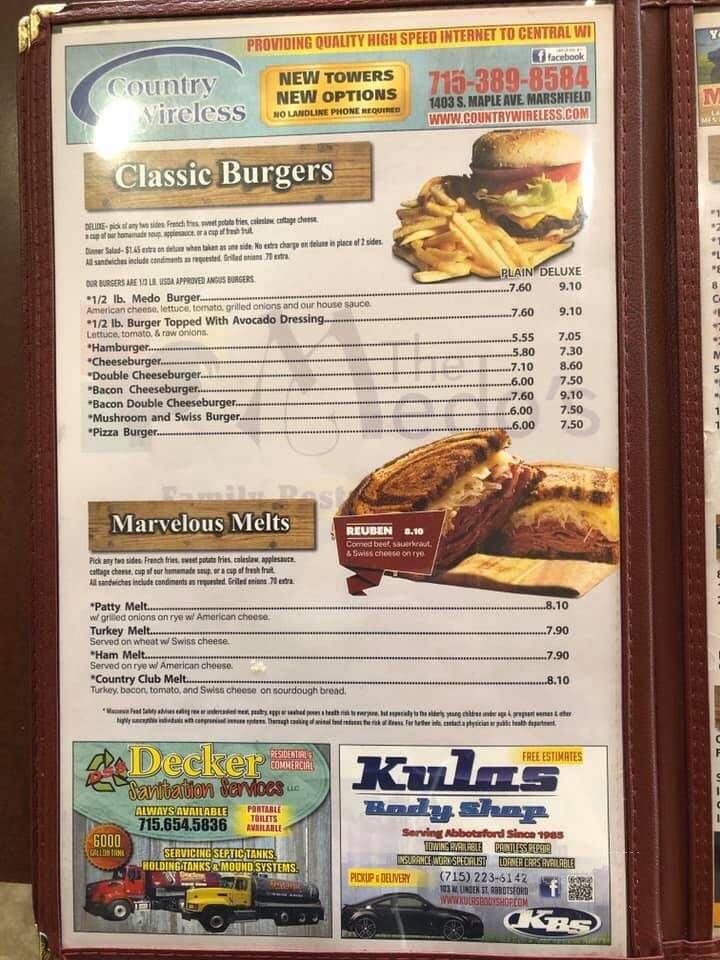 Medo's Family Style Restaurant - Abbotsford, WI menu_pic