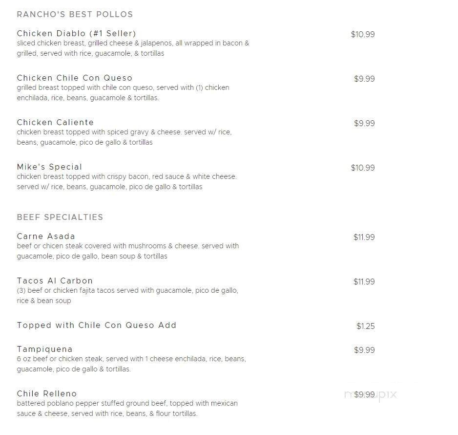 Rancho Grande Mexican - Center, TX menu_pic