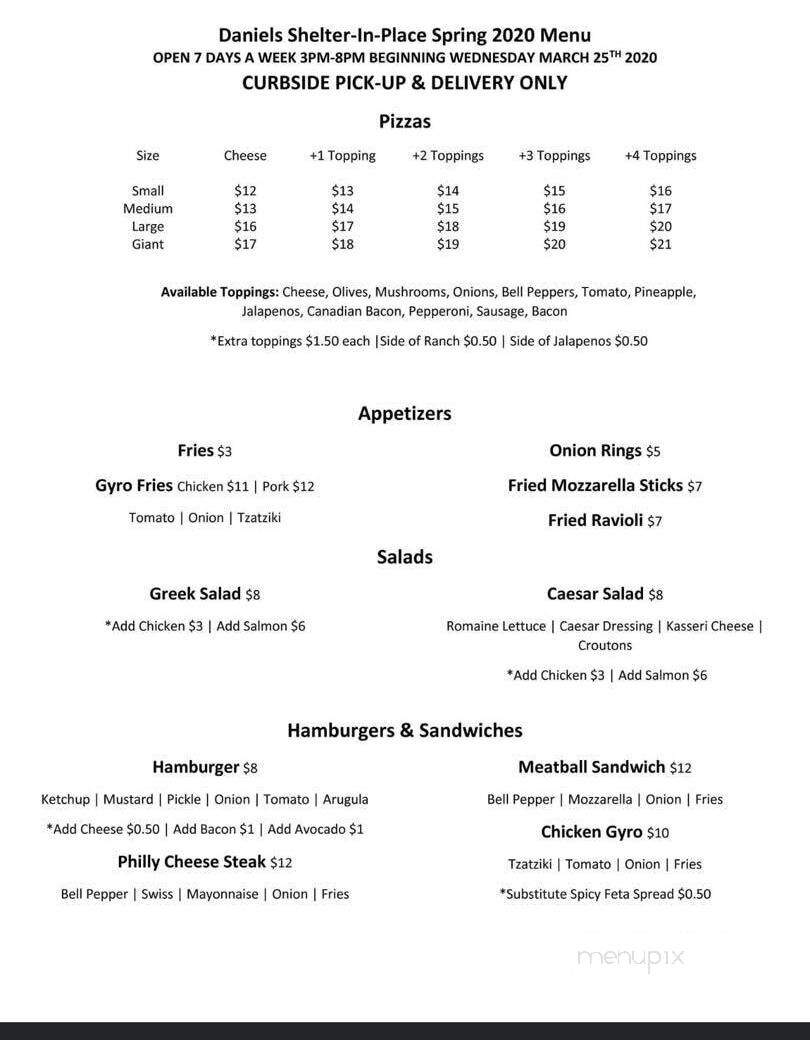 Daniels - Madera Ranchos, CA menu_pic