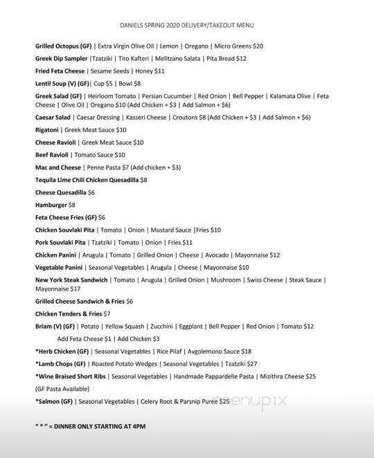Daniels - Madera Ranchos, CA menu_pic