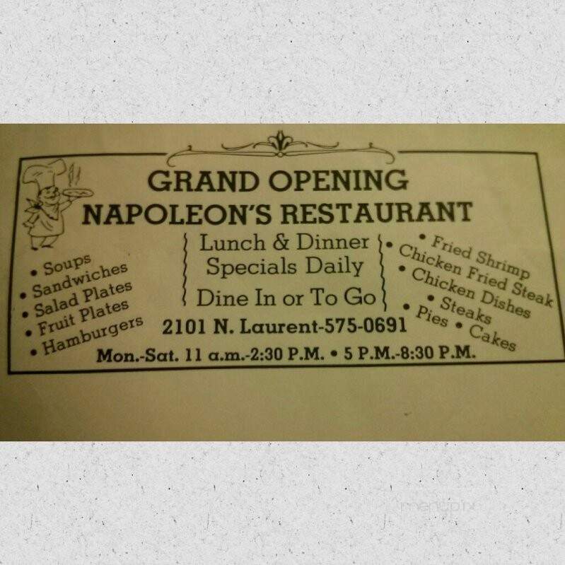 Napoleon's Restaurant - Victoria, TX menu_pic