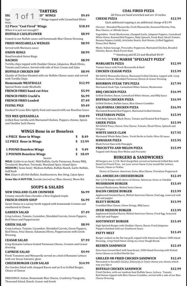 The Marsh Coal Fired Pizza - Marshfield, MA menu_pic