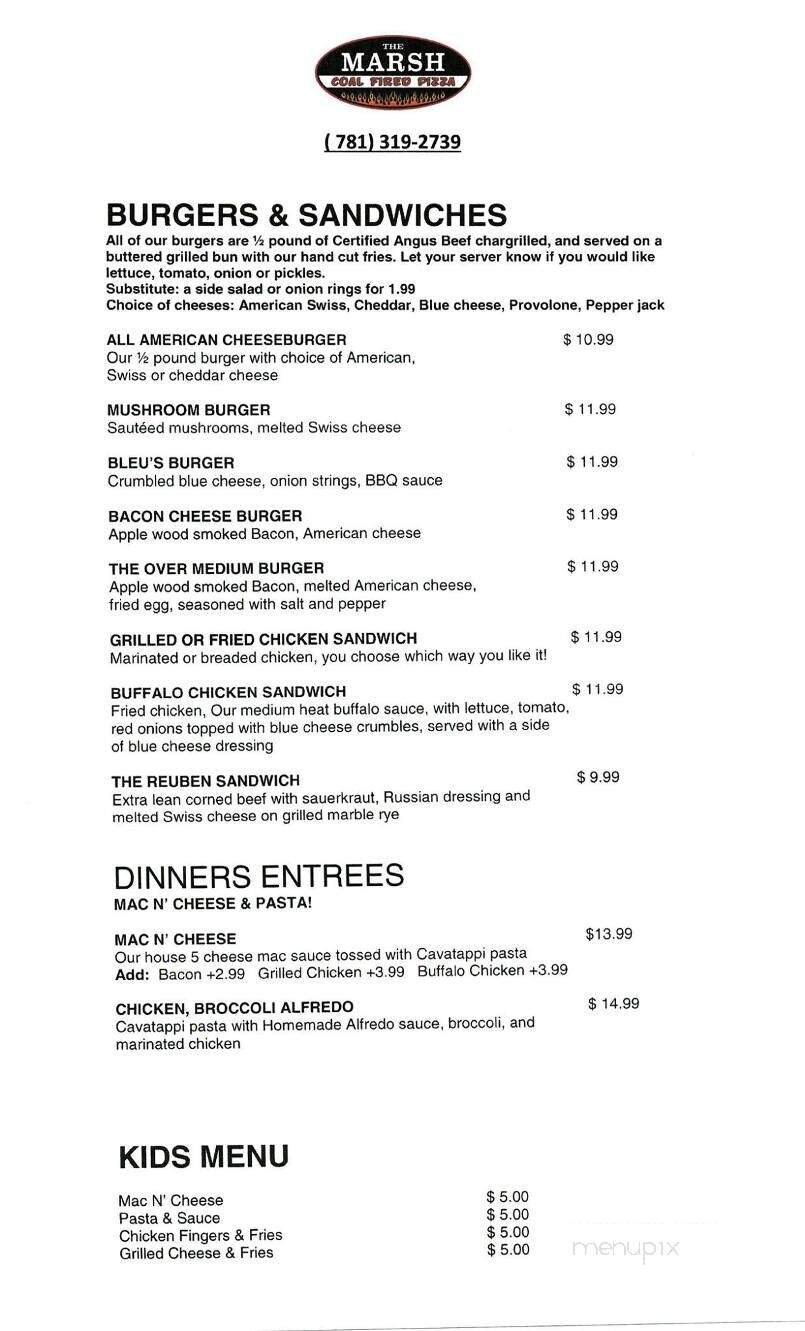The Marsh Coal Fired Pizza - Marshfield, MA menu_pic