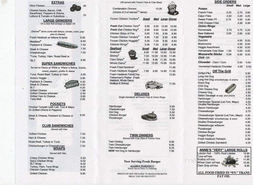 Anne's Dairy Drive In - Orange, MA menu_pic