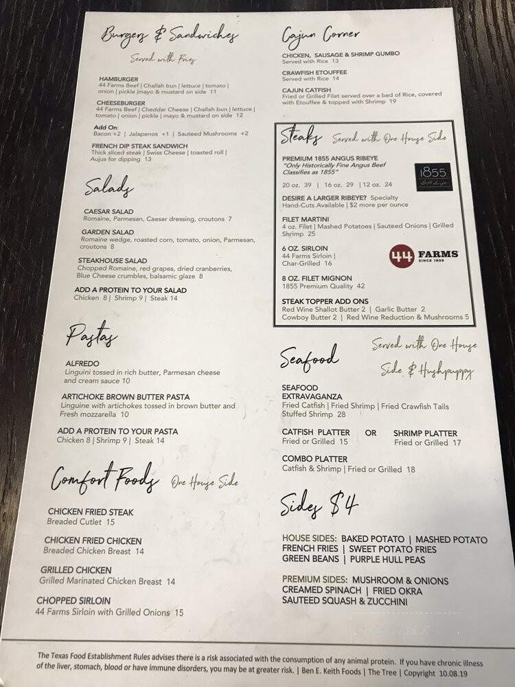 The Tree Restaurant Bar & Grill - Lumberton, TX menu_pic