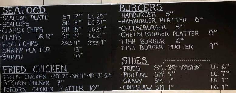 Chez Camille Take Out - Cap-Pele, NB menu_pic