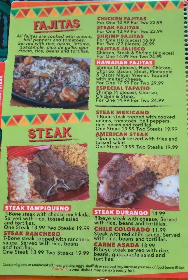Tapatio Mexican Restaurant - Columbus, IN menu_pic