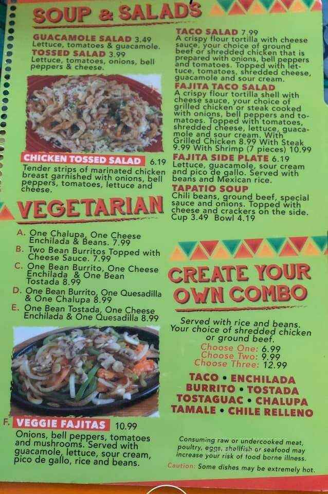 Tapatio Mexican Restaurant - Columbus, IN menu_pic
