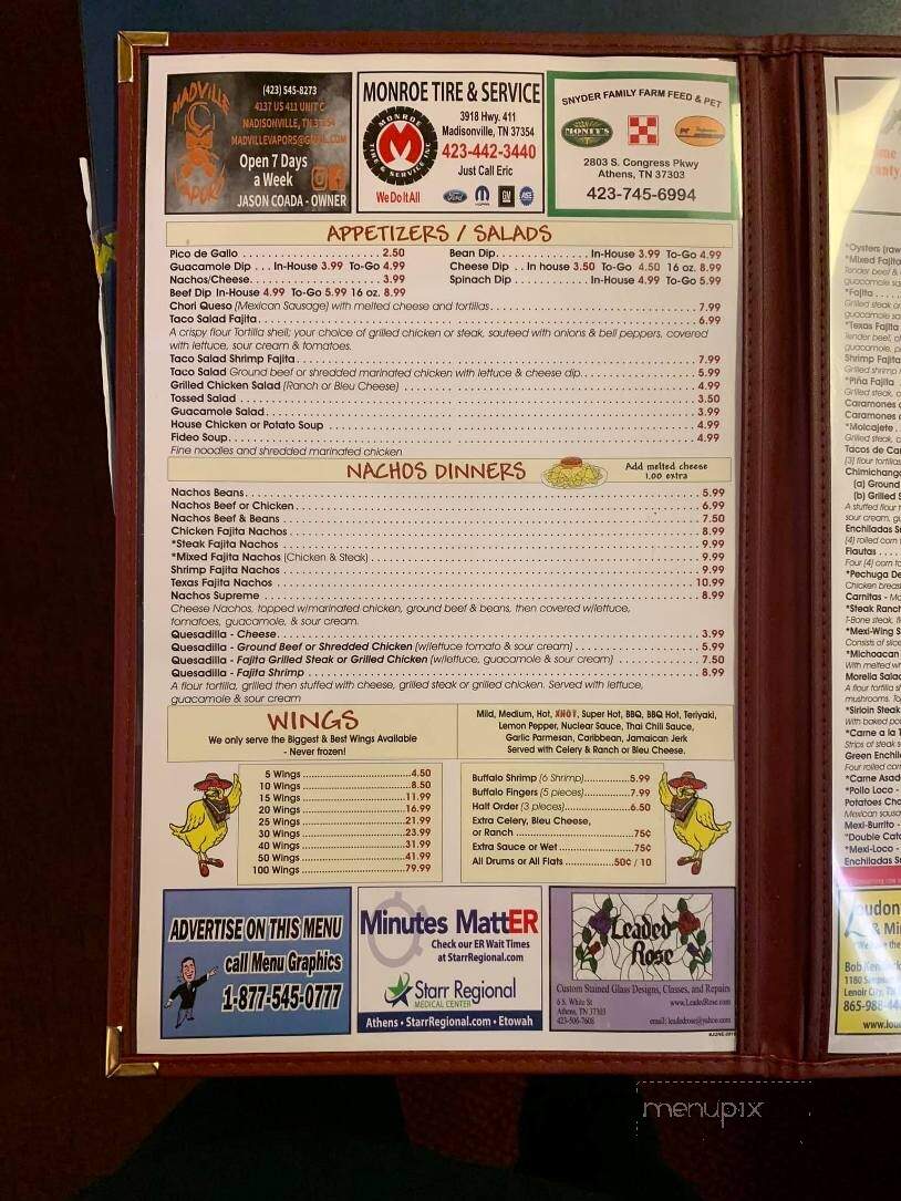 Mexi Wing IV - Sweetwater, TN menu_pic