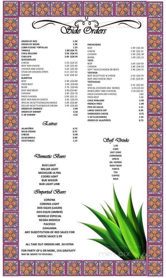 Sol Azteca Mexican Restaurant - Vicksburg, MS menu_pic