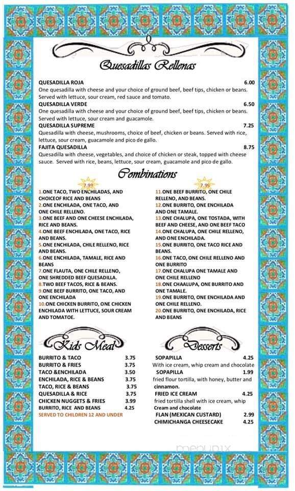 Sol Azteca Mexican Restaurant - Vicksburg, MS menu_pic