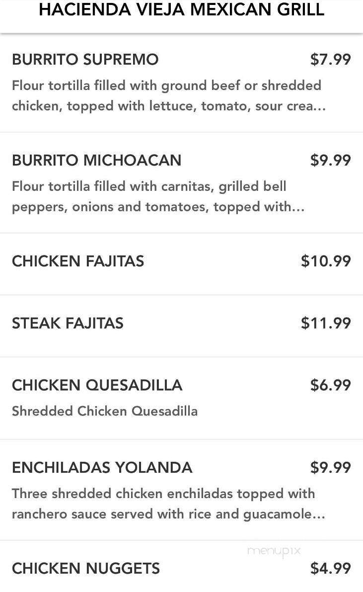 Hacienda Vieja Mexican Grill - Independence, MO menu_pic