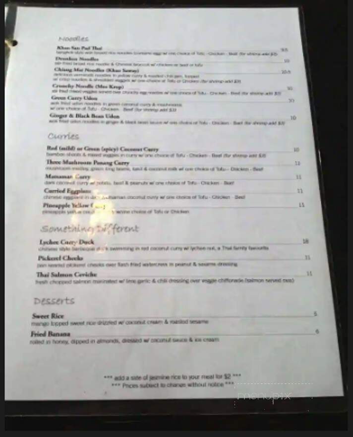Sabai Thai Eatery - Winnipeg, MB menu_pic