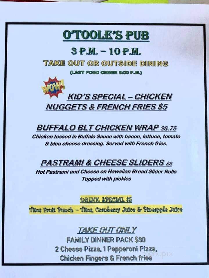 O'Toole's Pub - Whitman, MA menu_pic