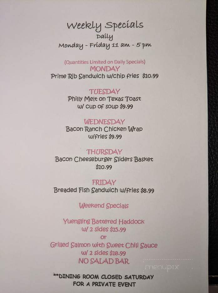 Tower Ridge Inn - McConnellsburg, PA menu_pic