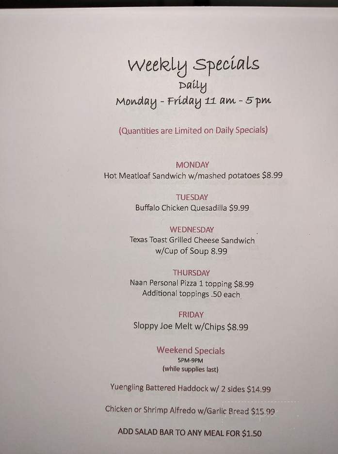 Tower Ridge Inn - McConnellsburg, PA menu_pic