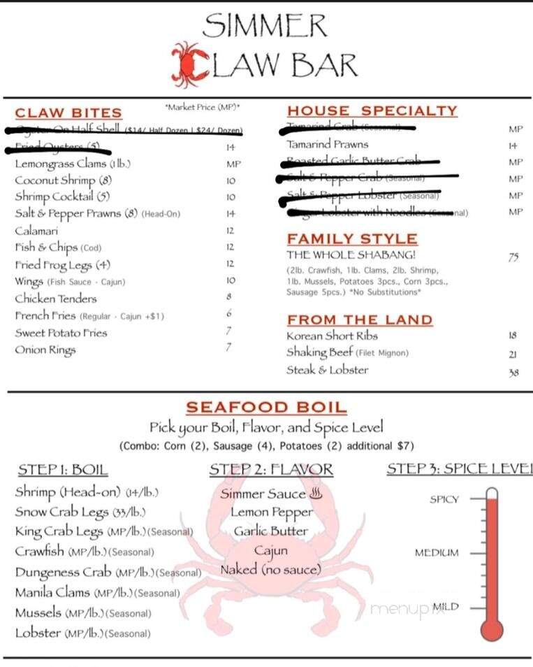 Simmer Claw Bar - Rohnert Park, CA menu_pic