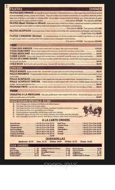 2 Amigos - Barbourville, KY menu_pic
