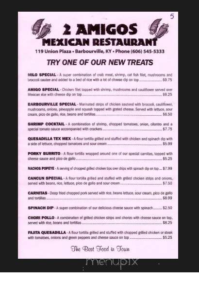 2 Amigos - Barbourville, KY menu_pic
