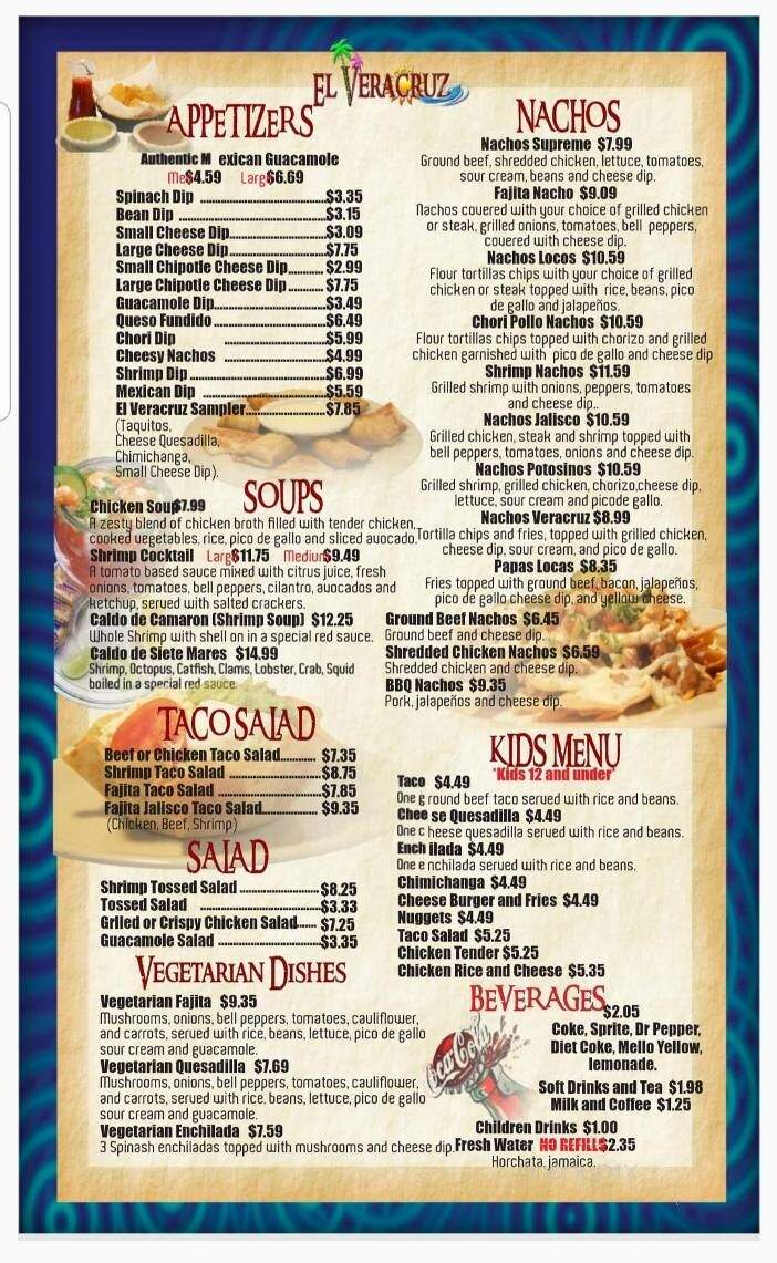 El Veracruz - Tupelo, MS menu_pic