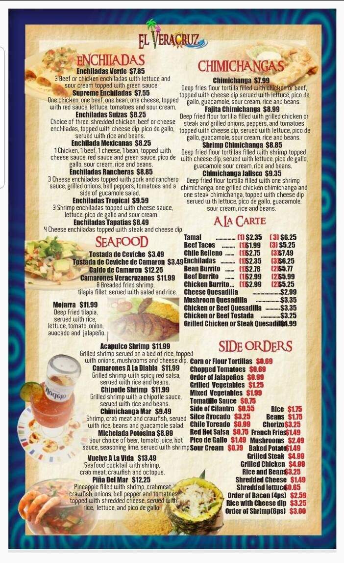 El Veracruz - Tupelo, MS menu_pic