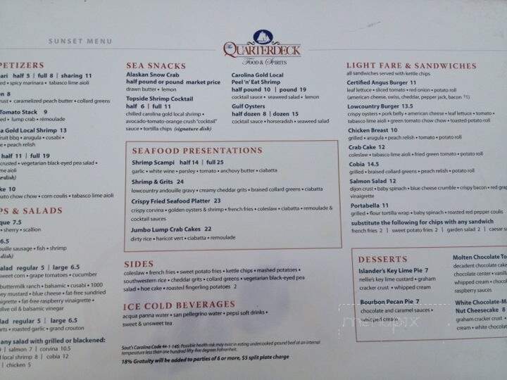 Quarterdeck Oyster Bar - Panama City Beach, FL menu_pic