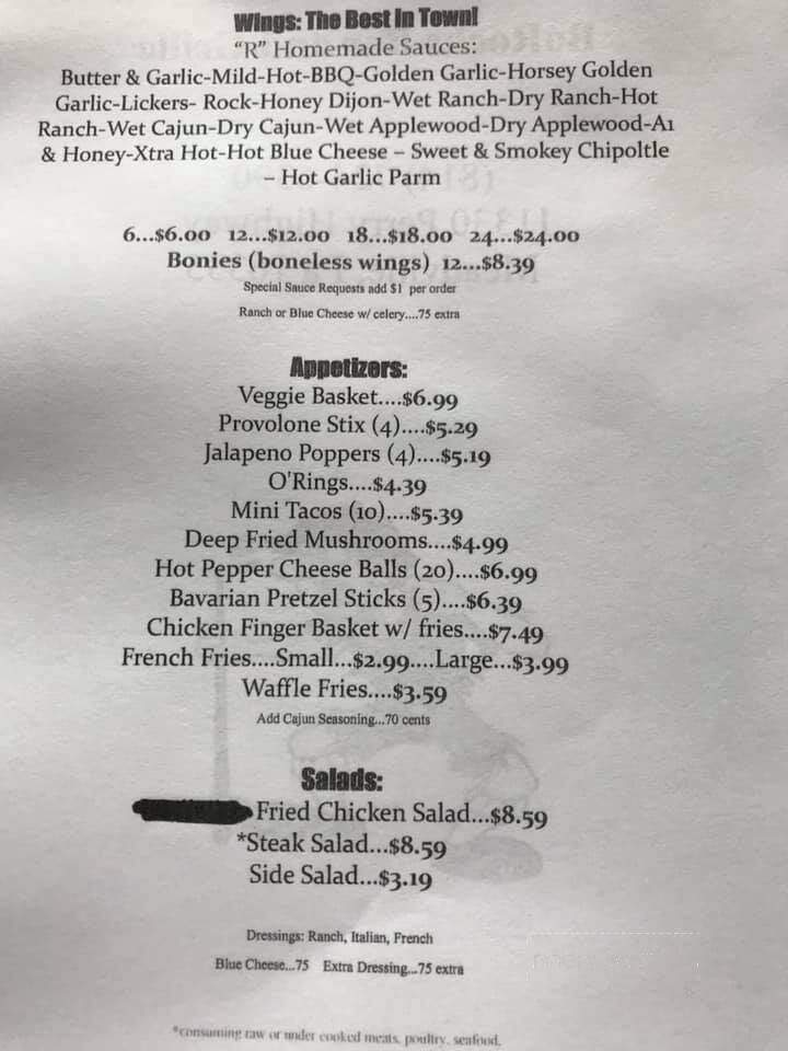 BoRocks Bar and Grille - Meadville, PA menu_pic