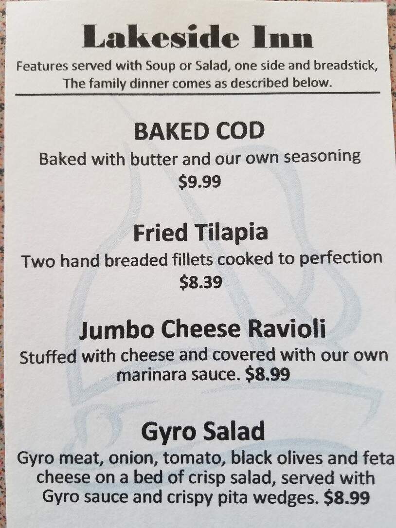 Lakeside Inn - Davis, IL menu_pic
