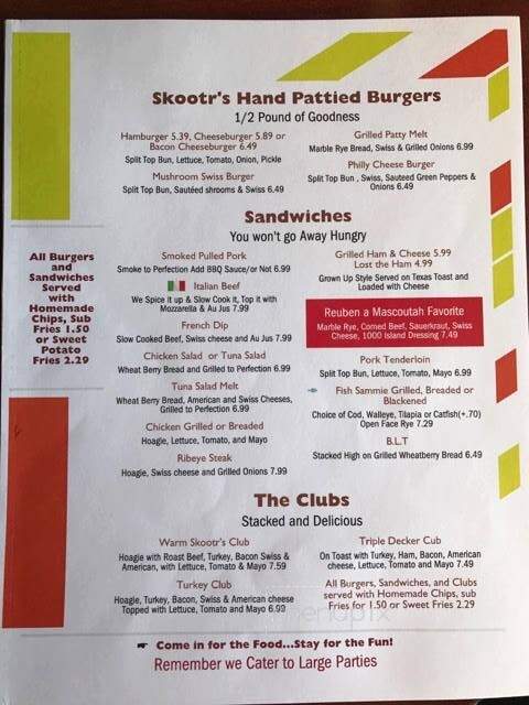 Skooter's - Mascoutah, IL menu_pic