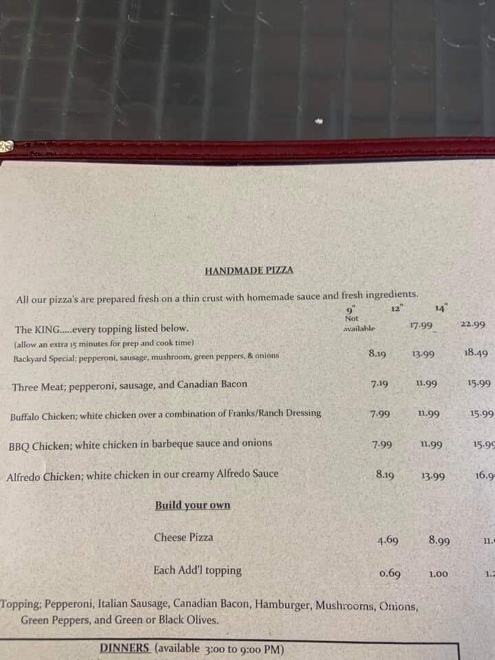 Backyard Bar and Grill - Pemberton, MN menu_pic