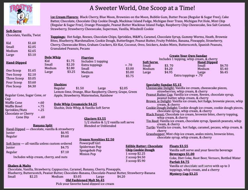 Frosty's - Chesaning, MI menu_pic