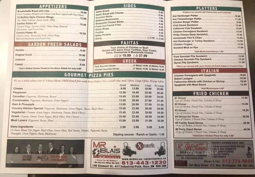 Country Kitchen Dining Lounge - Winchester, ON menu_pic