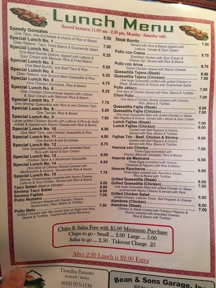 Casa Mexicana - Biscoe, NC menu_pic