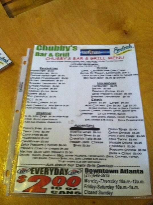 Chubby's Bar & Grill - Atlanta, IL menu_pic