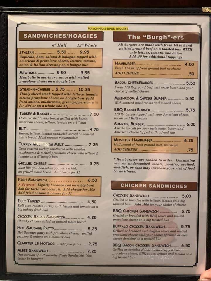 Park Valley Lounge - Pleasant Hills, PA menu_pic