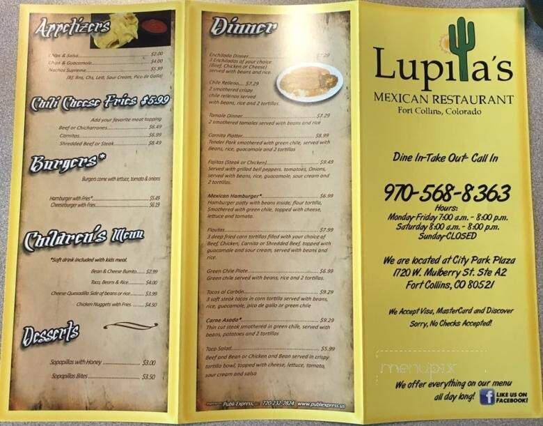Lupita's Mexican Restaurant - Fort Collins, CO menu_pic