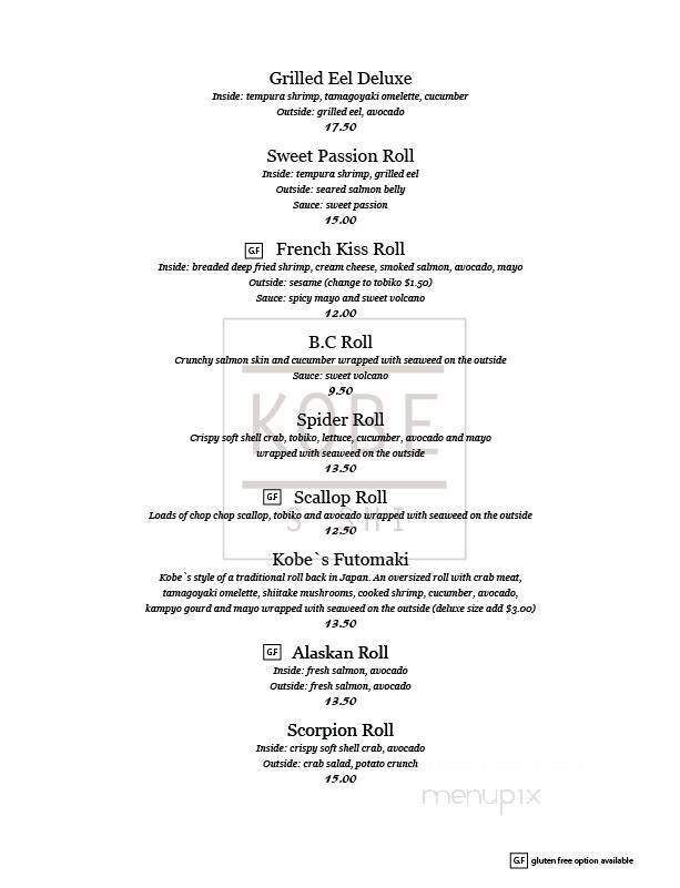 Kobe Japanese Bistro Restaurant - Edmonton, AB menu_pic