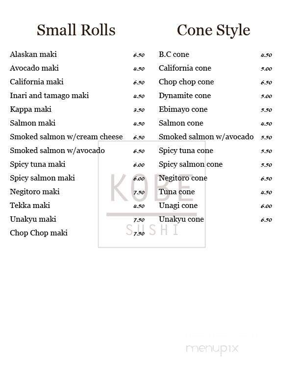 Kobe Japanese Bistro Restaurant - Edmonton, AB menu_pic