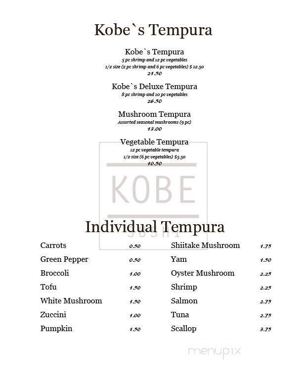 Kobe Japanese Bistro Restaurant - Edmonton, AB menu_pic