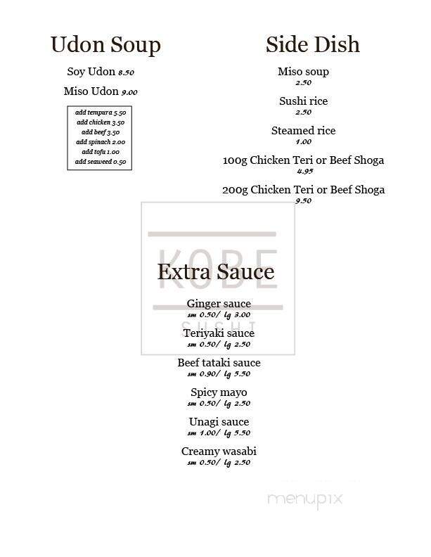 Kobe Japanese Bistro Restaurant - Edmonton, AB menu_pic
