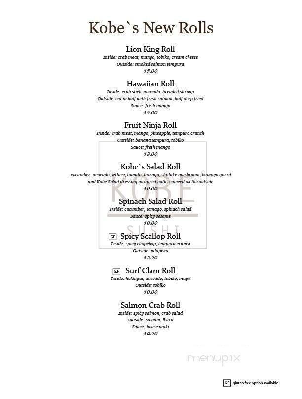Kobe Japanese Bistro Restaurant - Edmonton, AB menu_pic