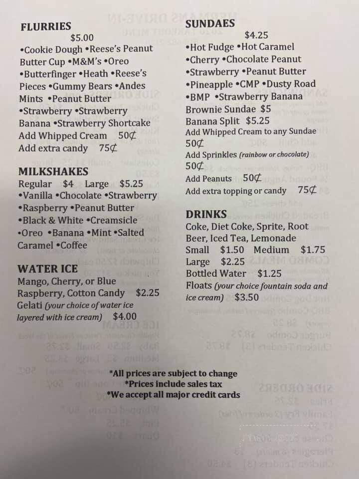 Herman's Drive-In - Topton, PA menu_pic