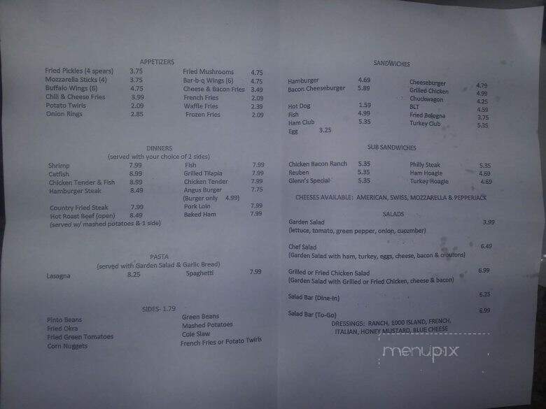 Glenn's Pizza & Grill - Lake City, TN menu_pic