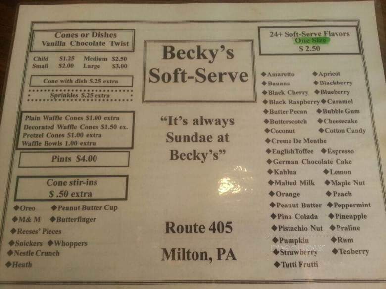 Becky's Soft Serve - Milton, PA