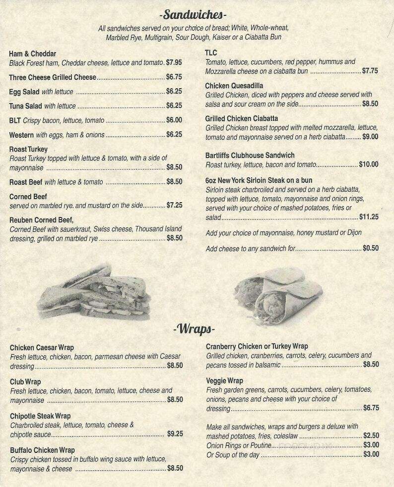 Bartliff's Bakery & Restaurant - Central Huron, ON menu_pic